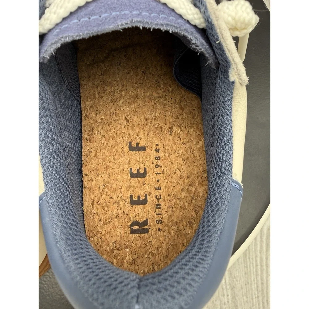 Reef Lay Day Seas Womens Size 7.5 Navy Vintage White Casual Sneakers Shoes NEW